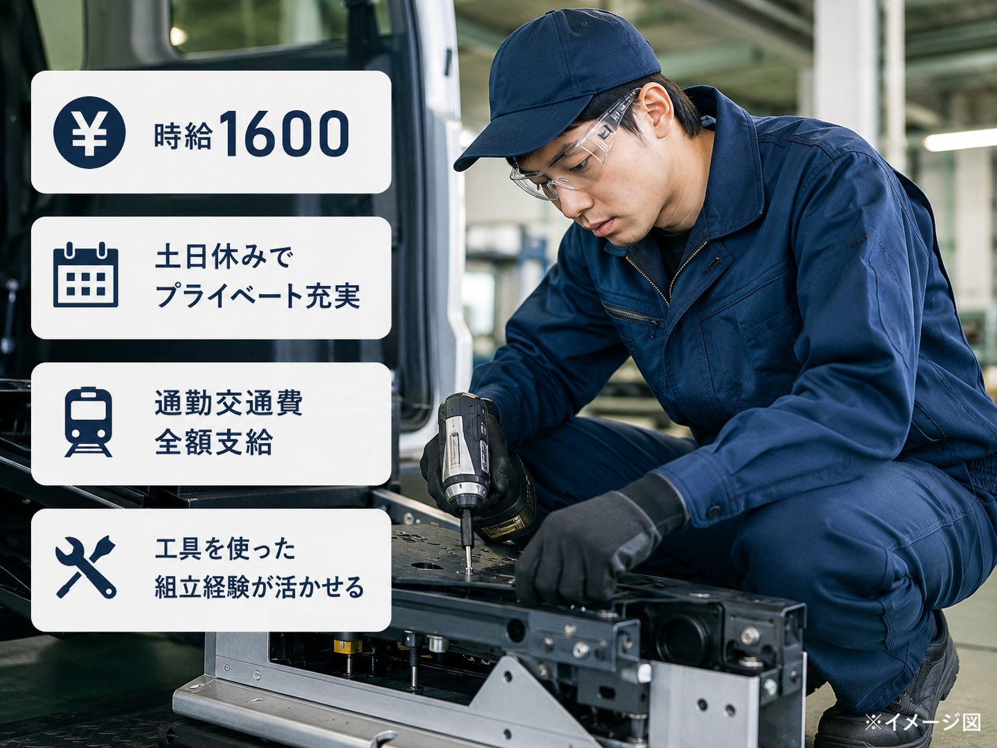 ゆっくり9時始業／ドライバーを使って福祉車両にカスタマイズする組立・取付【A5017-01】