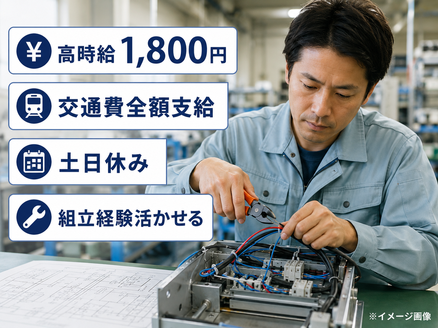 高時給1,800円／組立・配線技術スタッフ！【No3272-1】