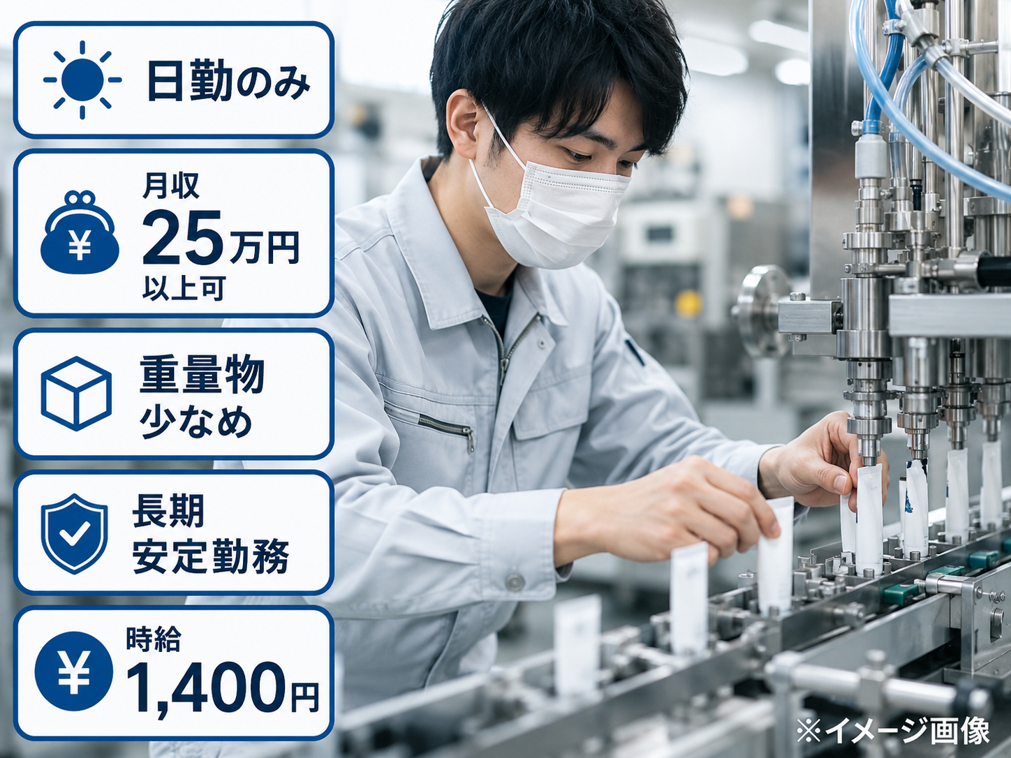 【月収25万円以上可】歯磨き粉の検査・梱包スタッフ【仕事No2508-2】