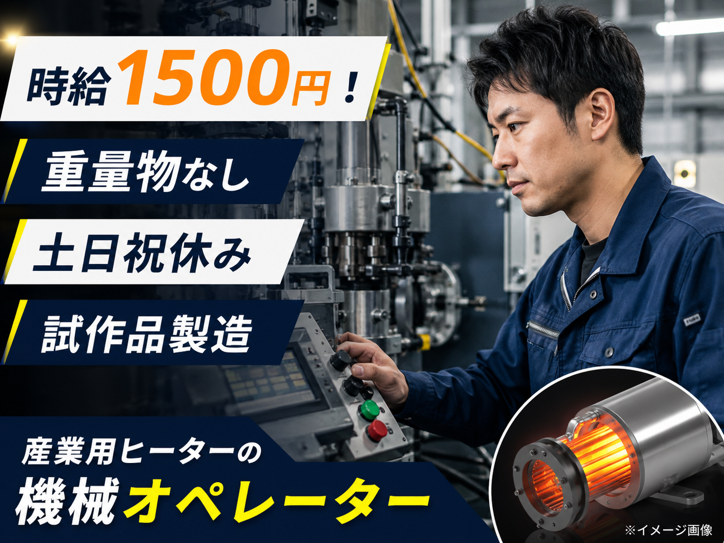 時給1,500円×日勤×土日祝休み｜量産ではない"試作品づくり"で製造経験を活かせる機械オペレーター【仕事No3326-5】